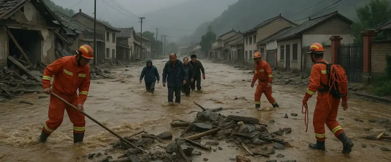 Flash Floods Gansu China Tewaskan 10 Orang dan Puluhan Hilang