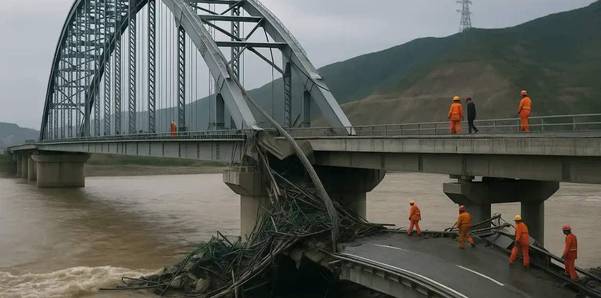 Tali jembatan China putus tewaskan 7 pekerja konstruksi Tali jembatan China putus tewaskan 7 pekerja konstruksi