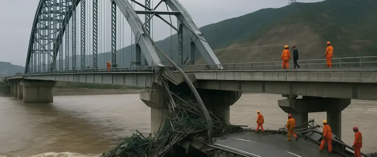Tali jembatan China putus tewaskan 7 pekerja konstruksi