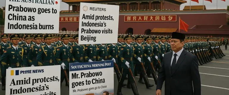 Media Asing Soroti Prabowo ke China saat Demo