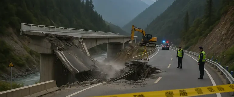 Ambruk Jembatan Hongqi di Maerkang Sichuan