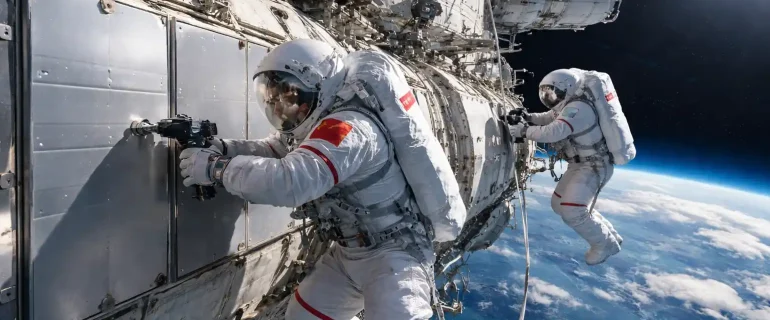 Perisai Puing Tiangong Dipasang Tiongkok Lewat Spacewalk